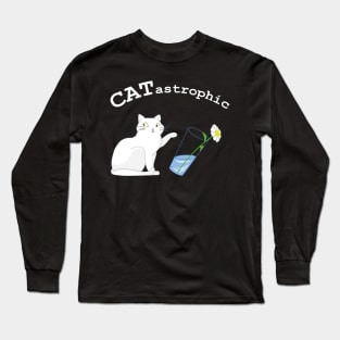 CATastrophic, cat tipping glass Long Sleeve T-Shirt